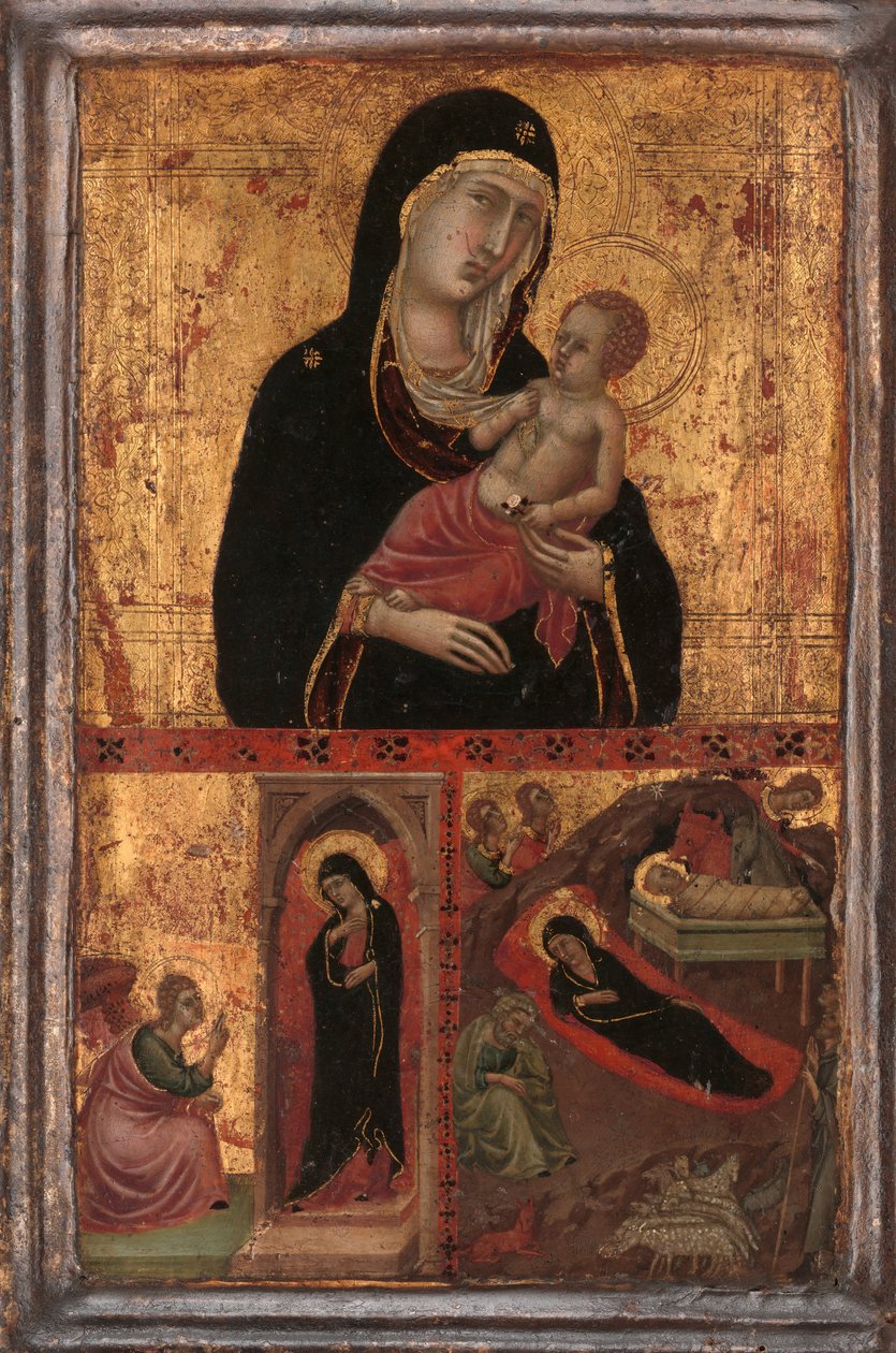 受胎告知とキリスト降誕のマドンナと子供、約。 1310-15。 作： グッドハートマスター