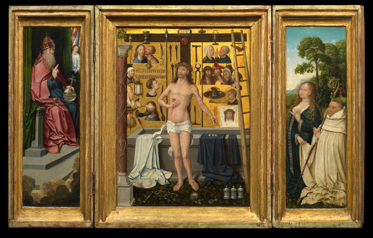 アントニウス・ツグルートテンのトリプティク（パネルに油彩） 作： Goossen van der (1465 c.1538) ウェイデン