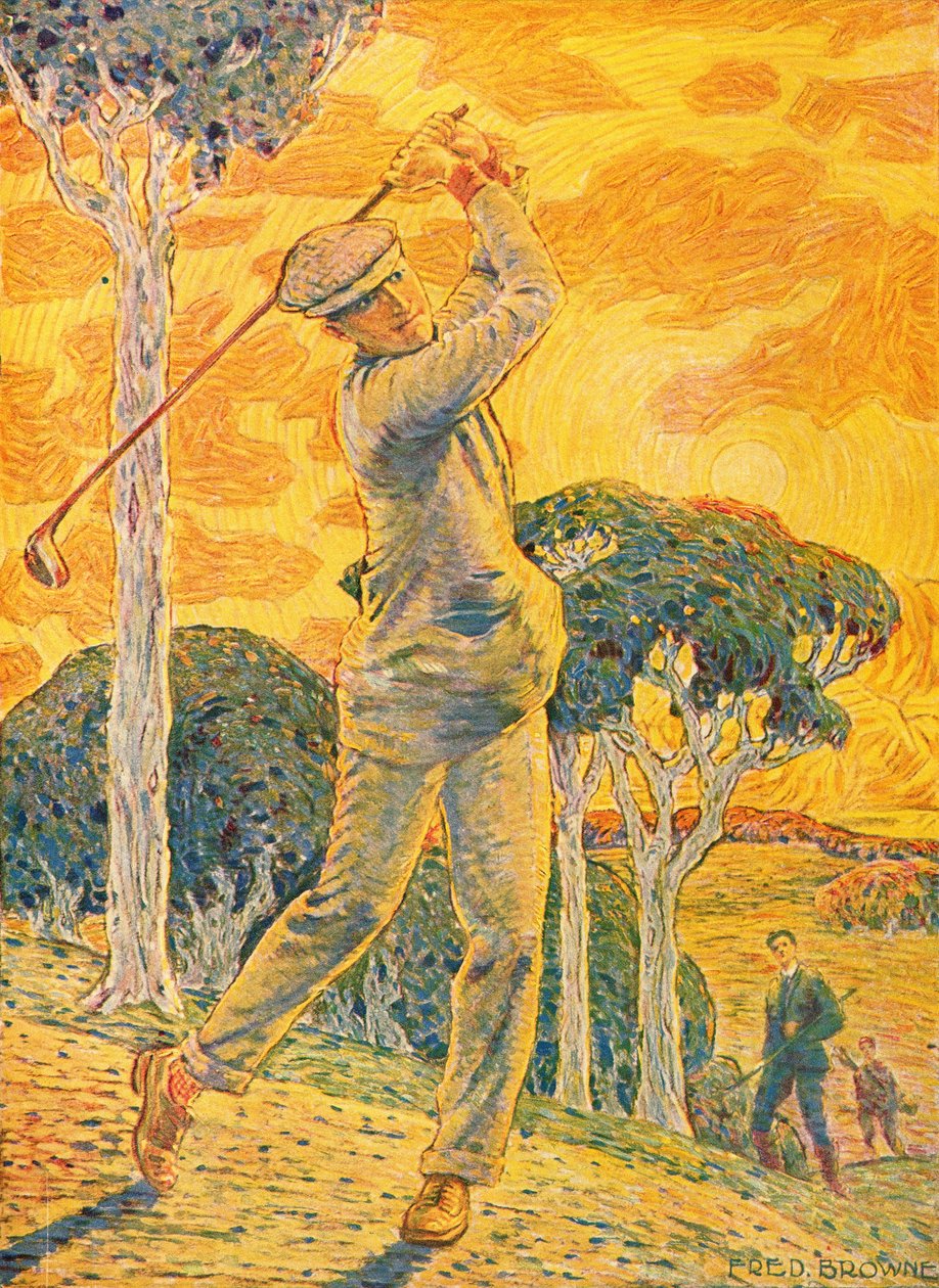 ゴルフ、Vie au Grand Airの表紙イラスト、1919年9月15日（カラー彫刻） 作： ゴードンフレデリックブラウン