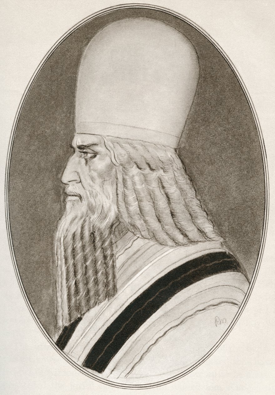 Zoroaster、別名 Zarathustra、Zarathushtra Spitama または Ashu Zarathushtra、「宗教指導者の生きた伝記」より 作： ゴードン・ロス