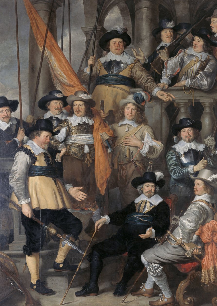 オランダ語：Schutters van Wijk XVIII under Captain Albert Bas and Lieutenant Lucas Conijn アルバート・バス大尉とルーカス・コニーン中尉の中隊。 作： ゴバート・フリンク