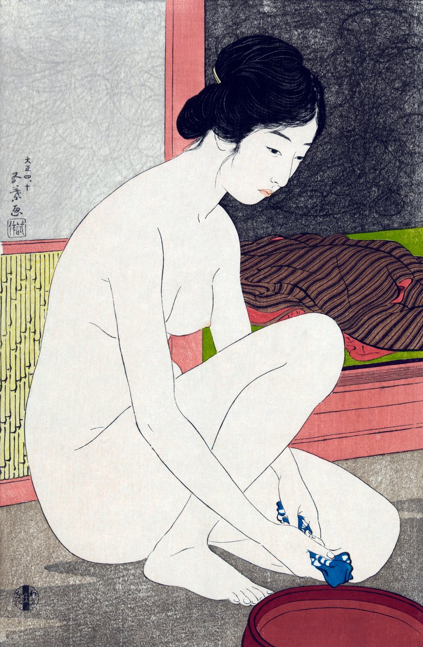 風呂上がりの女 by 橋口五葉 作： 橋口五葉