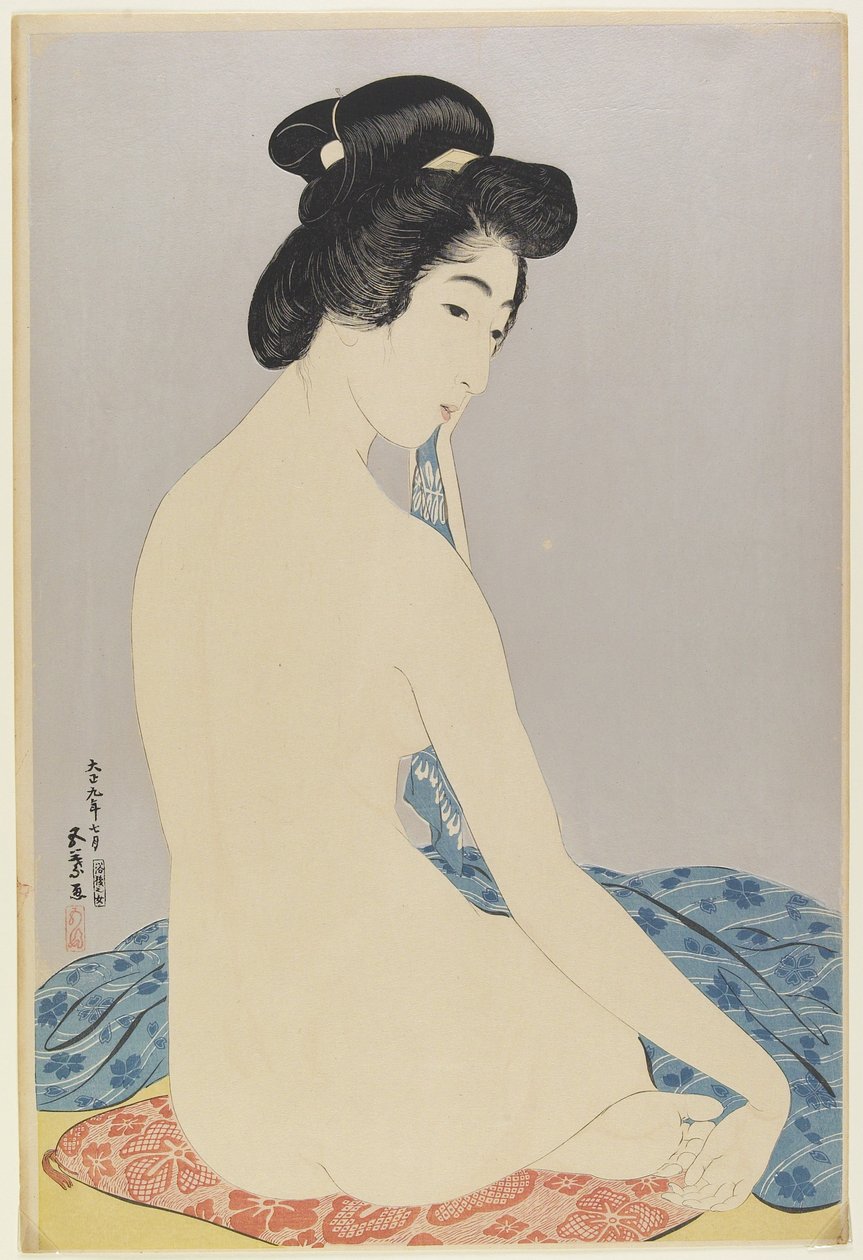 1920年7月の入浴後の女性 作： 橋口五葉