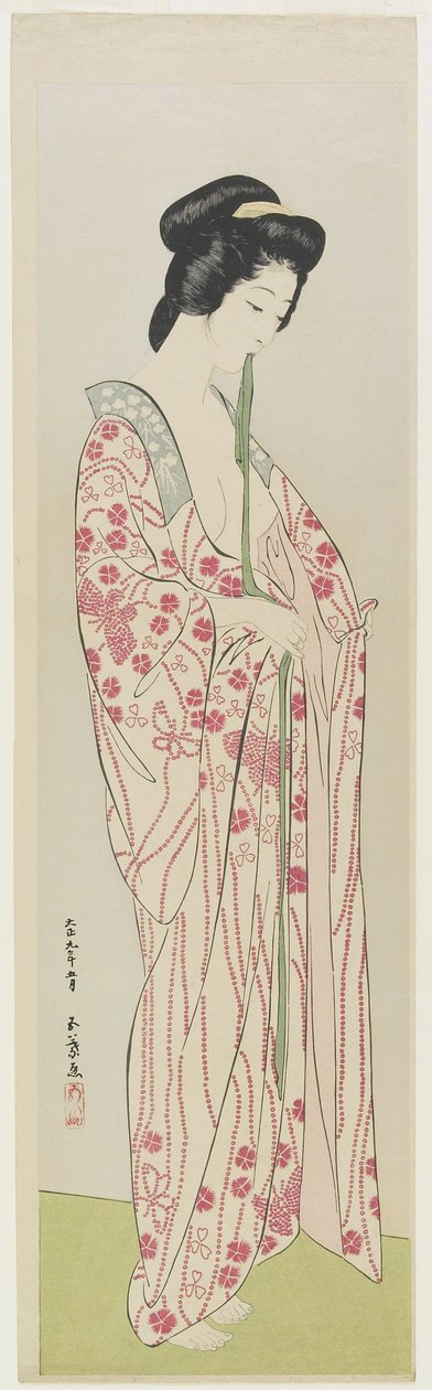 1920年5月、着物の下着を着た女性