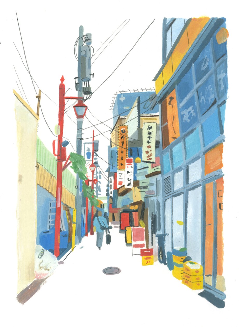 2015年新宿（紙に油彩） 作： グレースヘルマー