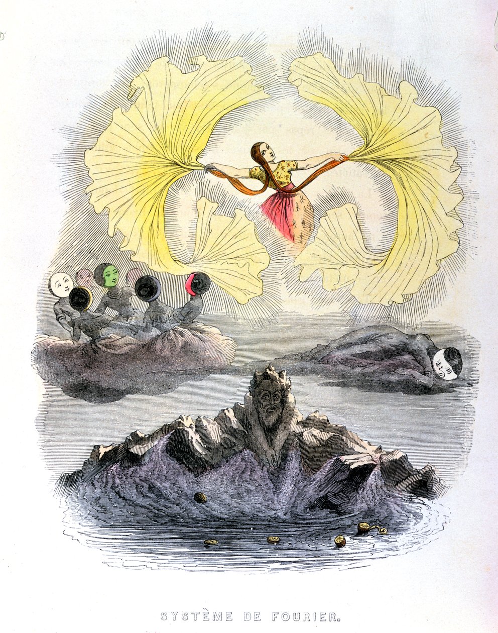 「フーリエの制度」、グランヴィルの著書「Un Autre Monde」（1844年）の「The Best Form of Government」の章の風刺画 作： グランドビル