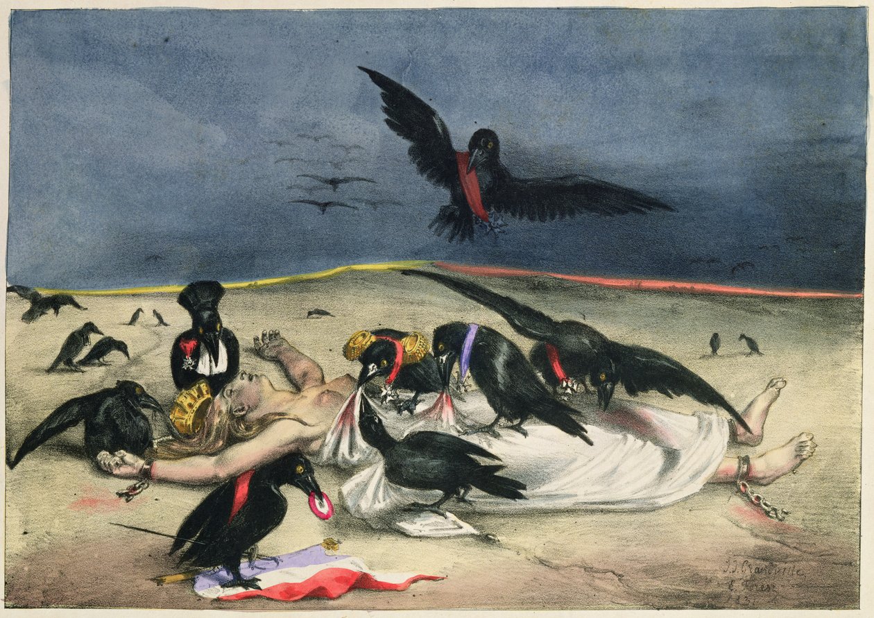 1831年10月31日の「ラカリカチュア」から、すべての種類のカラスにフランスが配達された 作： グランドビル