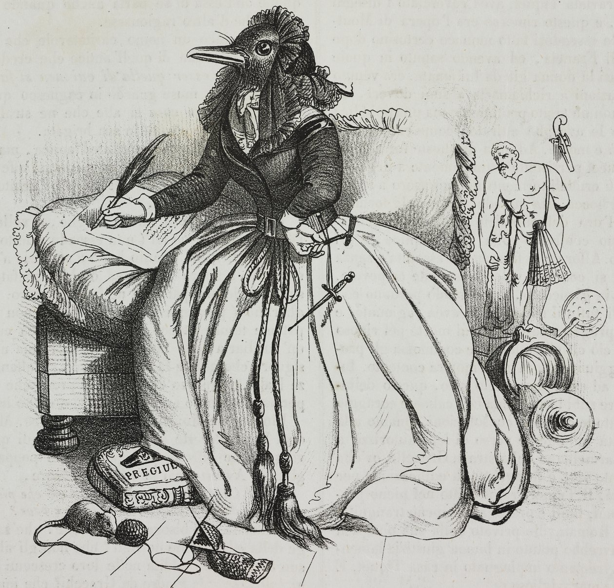 文学者（Jean-Jacques Grandville (1803-1847)による風刺画）、Giovanni Marianiによるリトグラフ（『Piorama Pittoresco』n 18, 12月11日より 作： グランドビル