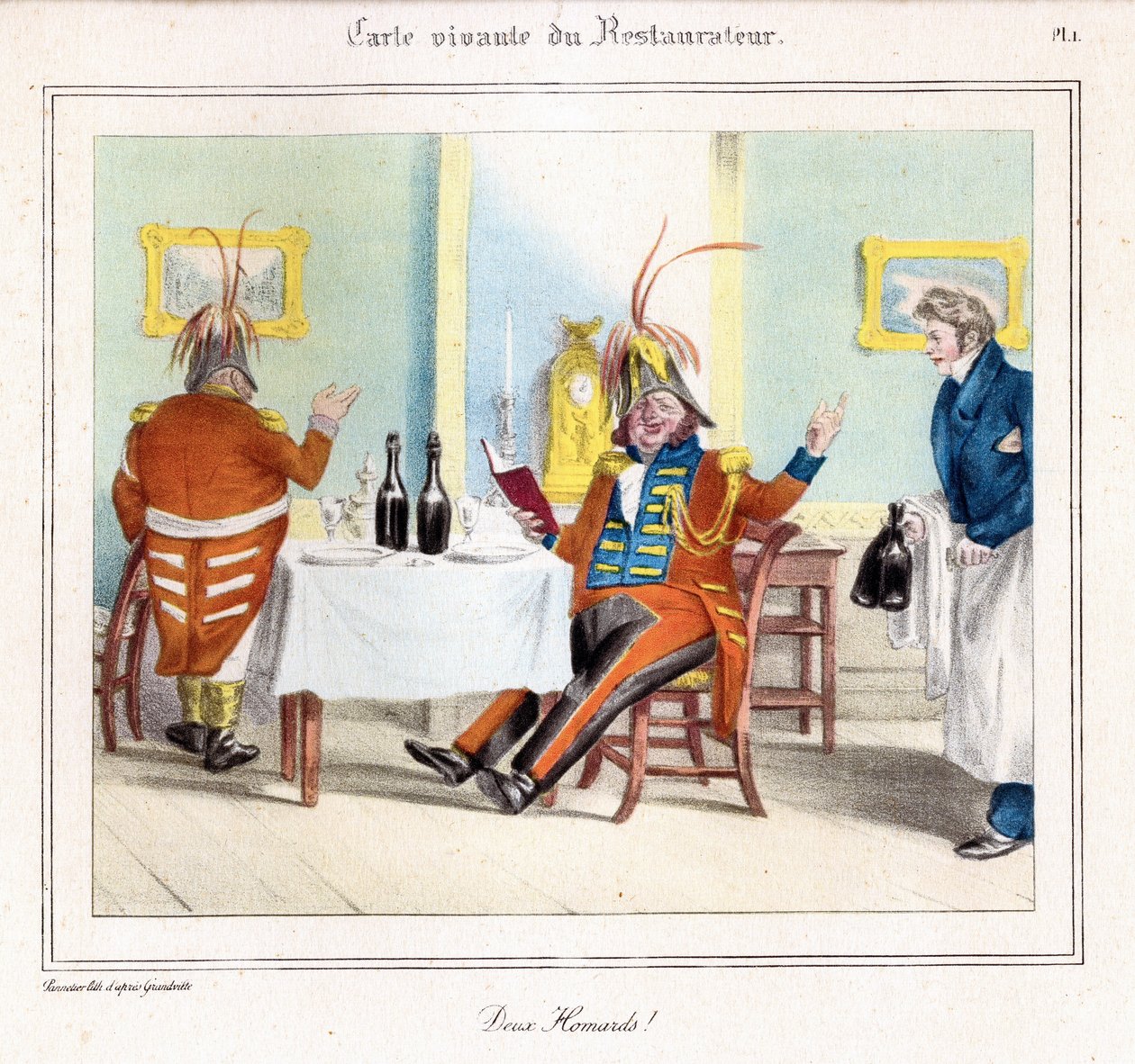 The Restaurateur Living Map:ロブスター2匹！？1831-32年（リトグラフ 作： グランドビル
