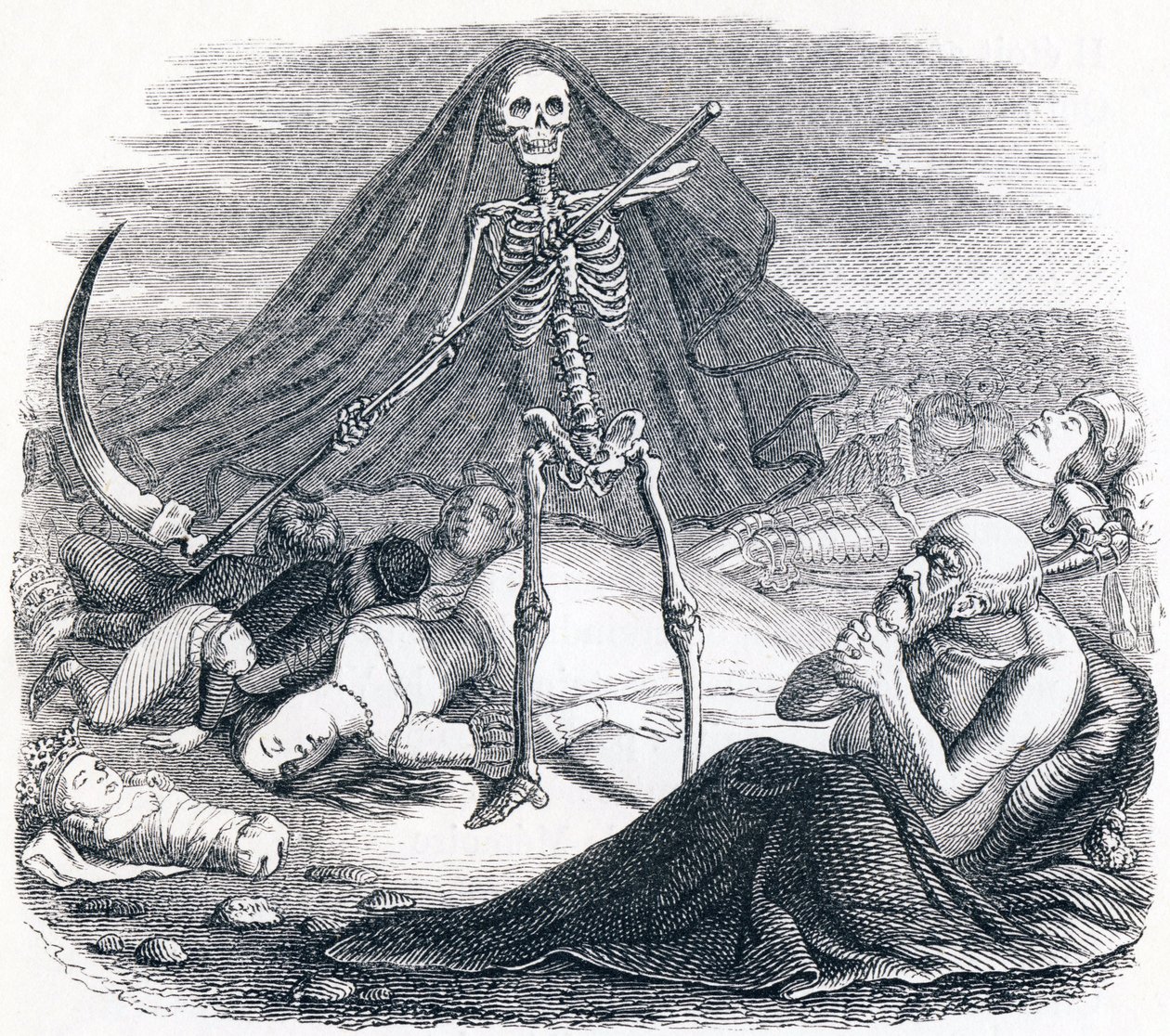 死と瀕死（Le mort et le mourrant） - La Fontaineの寓話 作： グランドビル