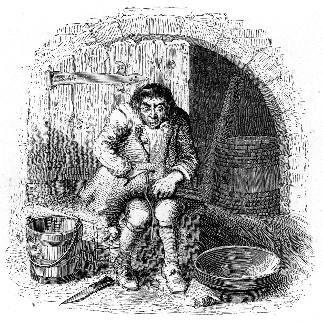 卵の卵：ラ・フォンテーヌの寓話（挿絵：グランヴィル）。 作： グランヴィル (1803-47)