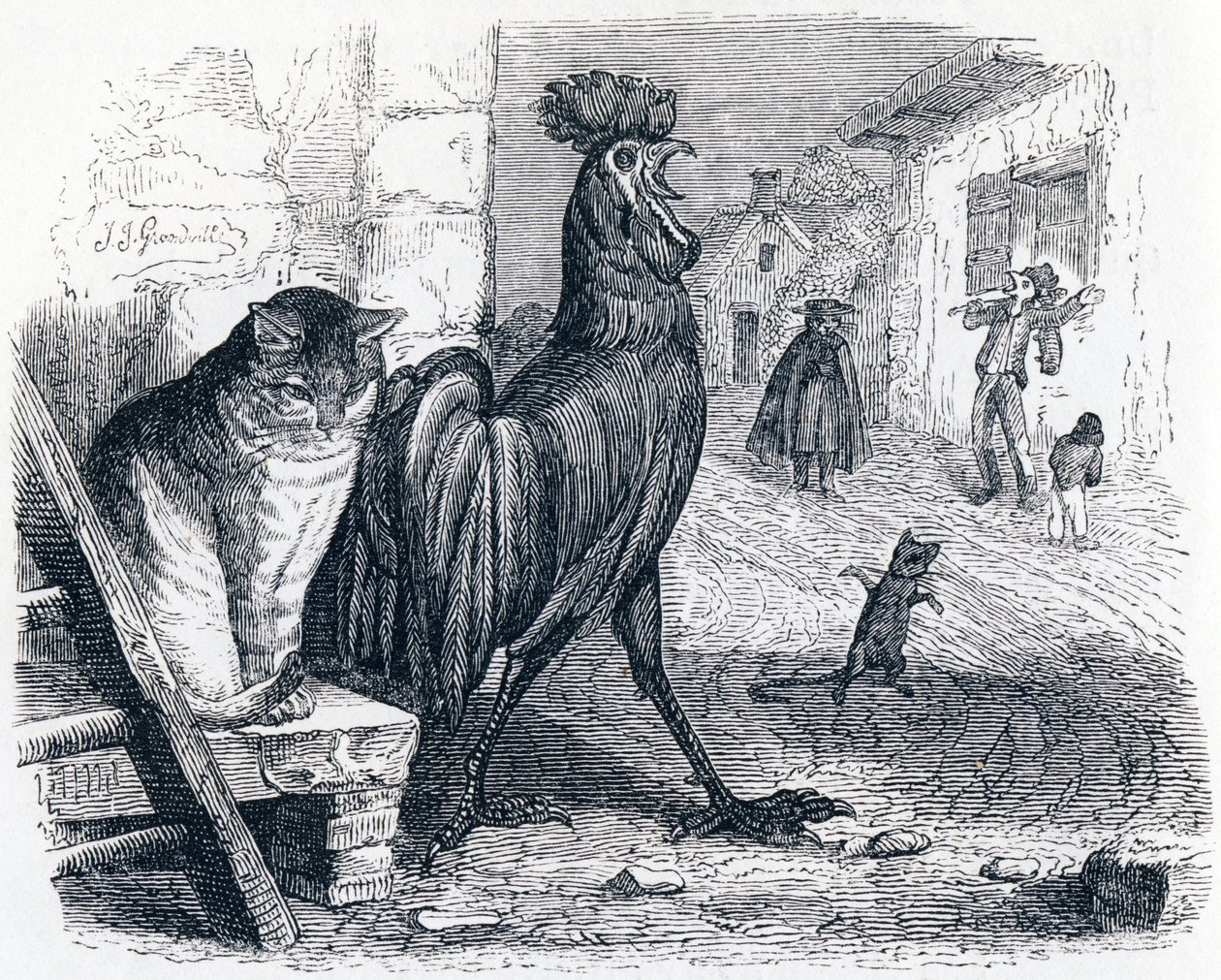 金箔と猫とネズミ（Le cochet, le chat et le souriceau） - La Fontaineの寓話 作： グランドビル