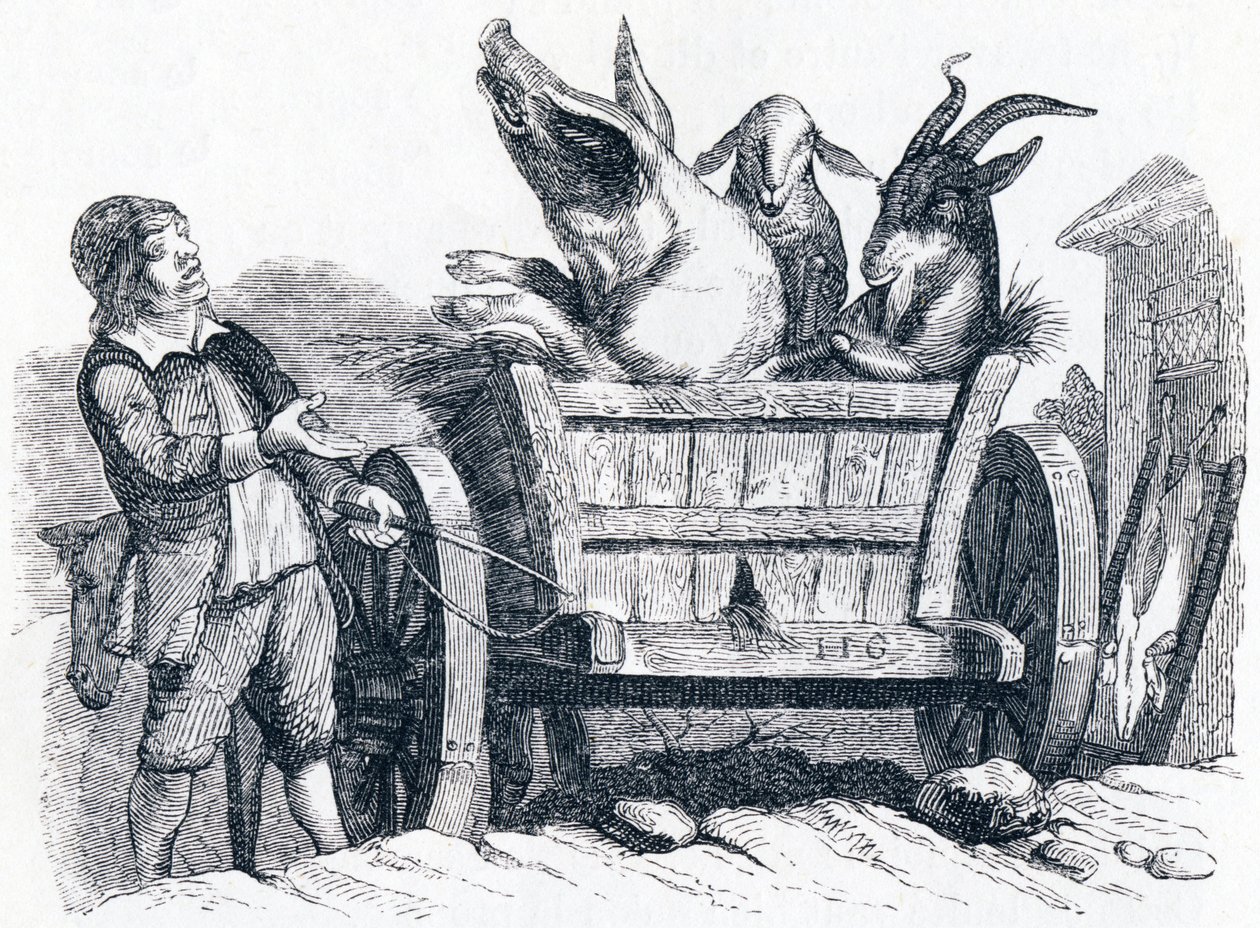 ブタ、ヤギ、ヒツジ（le cochon, la chèvre et le mouton） - La Fontaineの寓話 作： グランドビル