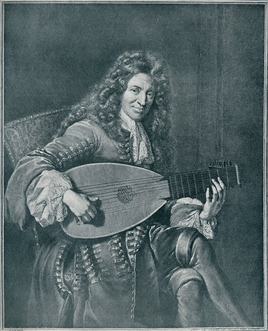 チャールズ・ムートン、c1626-1710。フランスのルテニストとリュートの作曲家、1909年 作： ジェラルド・エデリンク