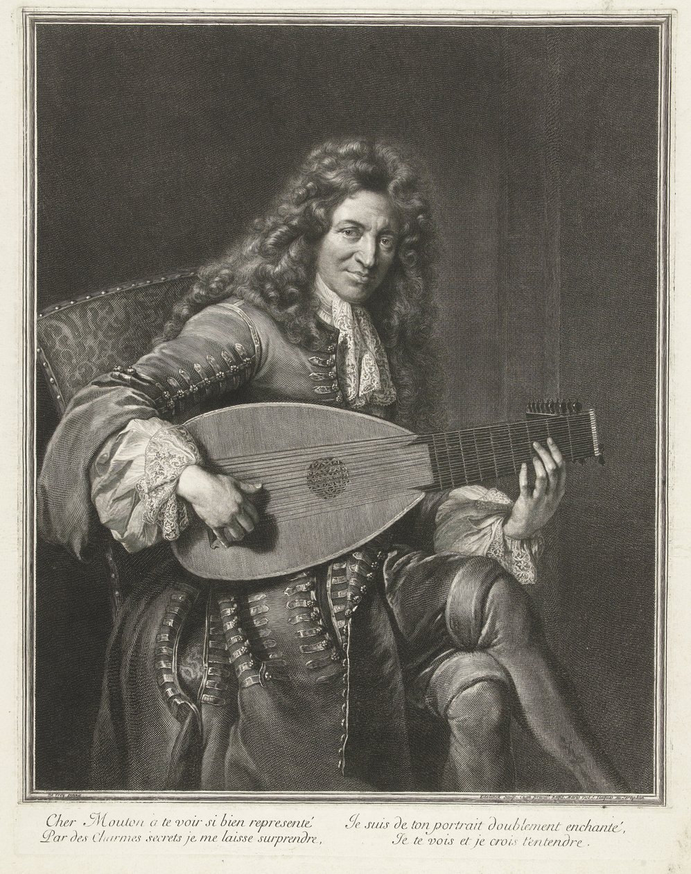 作曲家シャルル・ムートン（c.1626-1710）の肖像 作： ジェラルド・エデリンク
