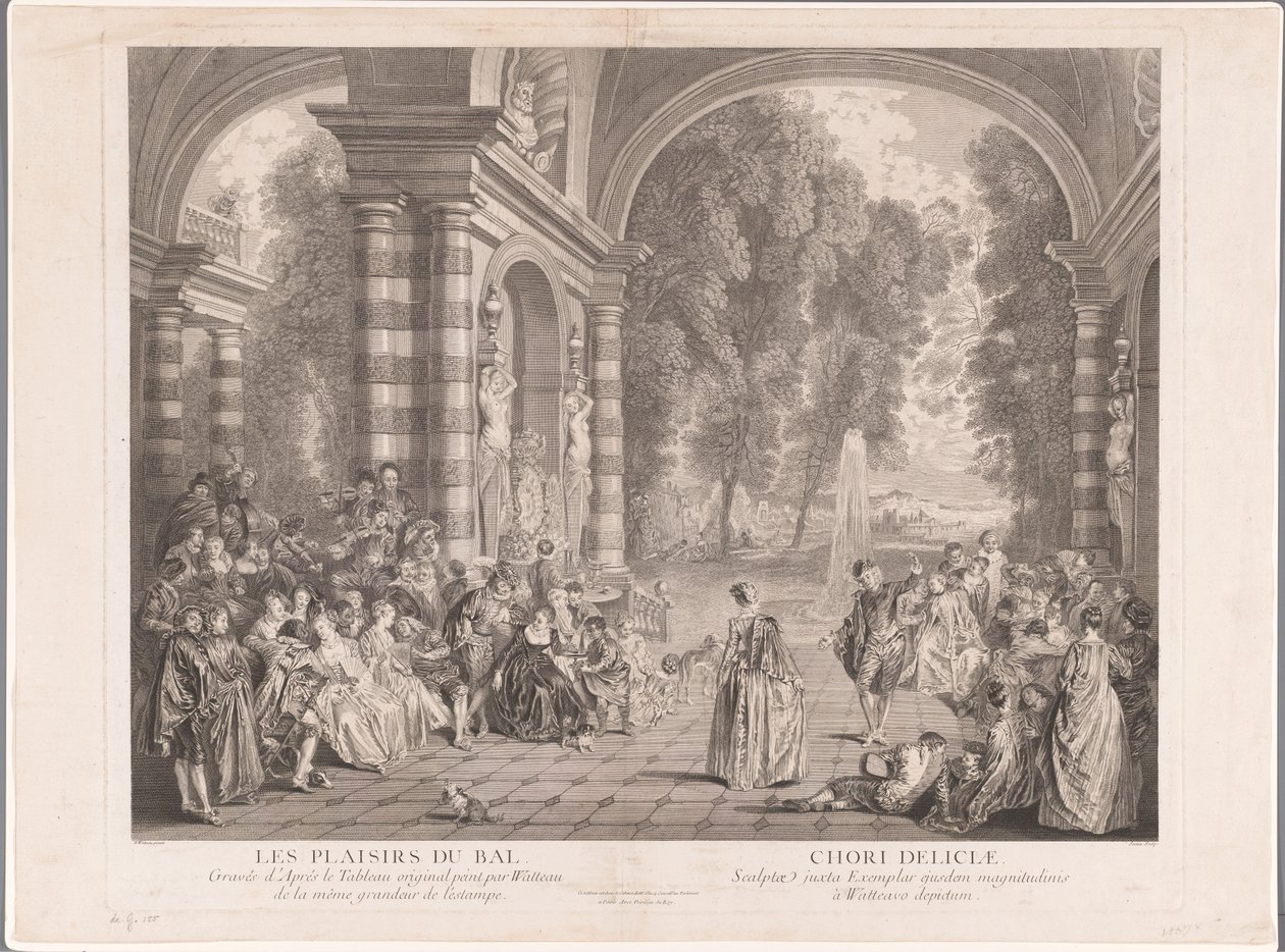 公園を見下ろすテラスでのエレガントな会社 Les Plaisirs du Bal (オブジェクトのタイトル) 作： Gerard Jean Baptiste Scotin（II）
