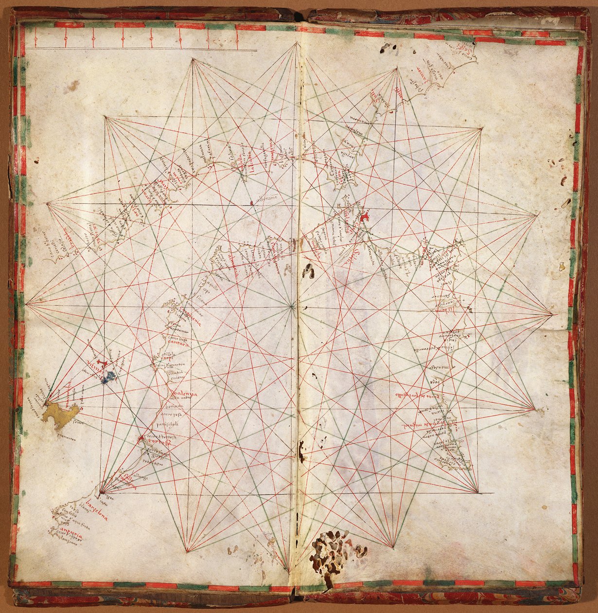 西地中海の地図（羊皮紙にインク） 作： グラツィオーゾベニンカサ