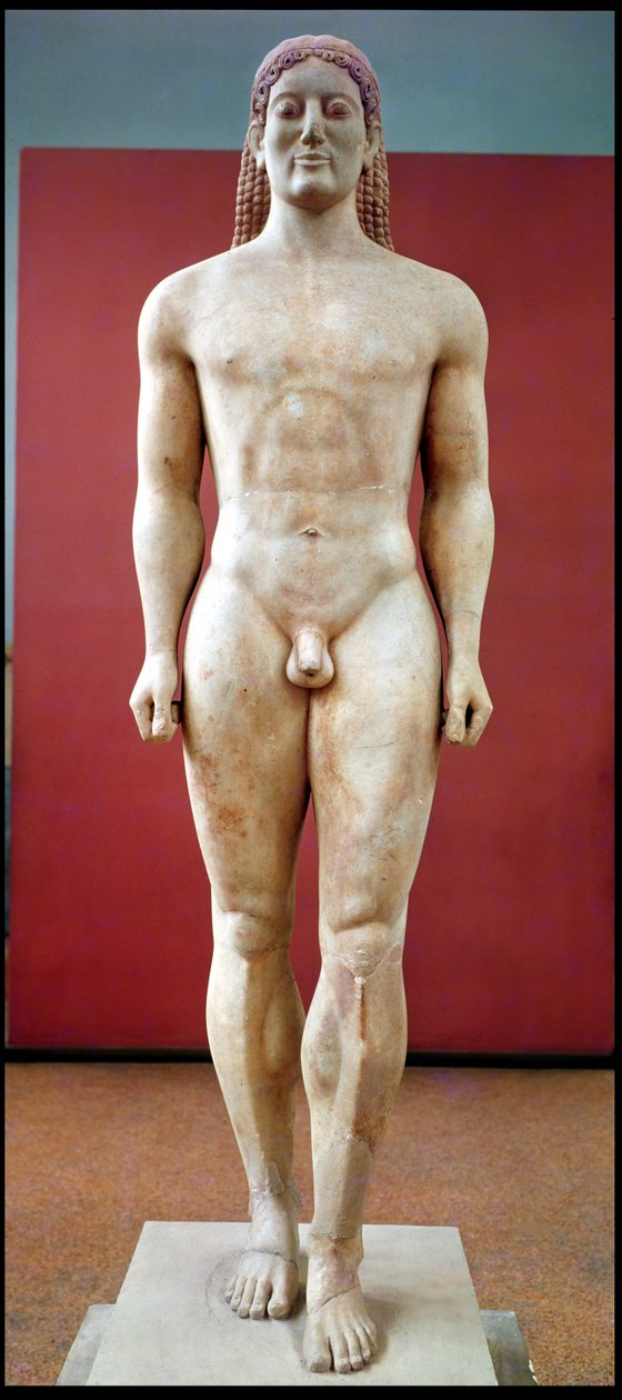 Anavysos Kouros、クロイソスの墓碑c.530-520 BC（大理石） 作： ギリシャ語