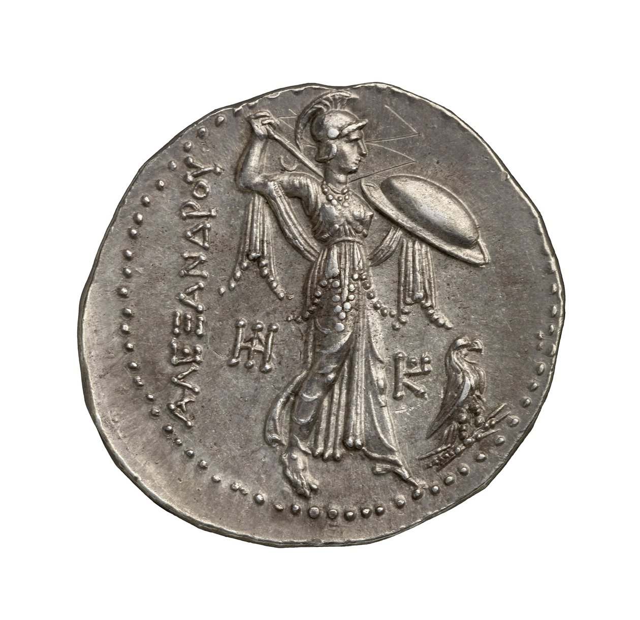 アレクサンドリアの古代ギリシャ（プトレマイオス）銀貨、紀元前295年（銀） 作： ギリシャ語