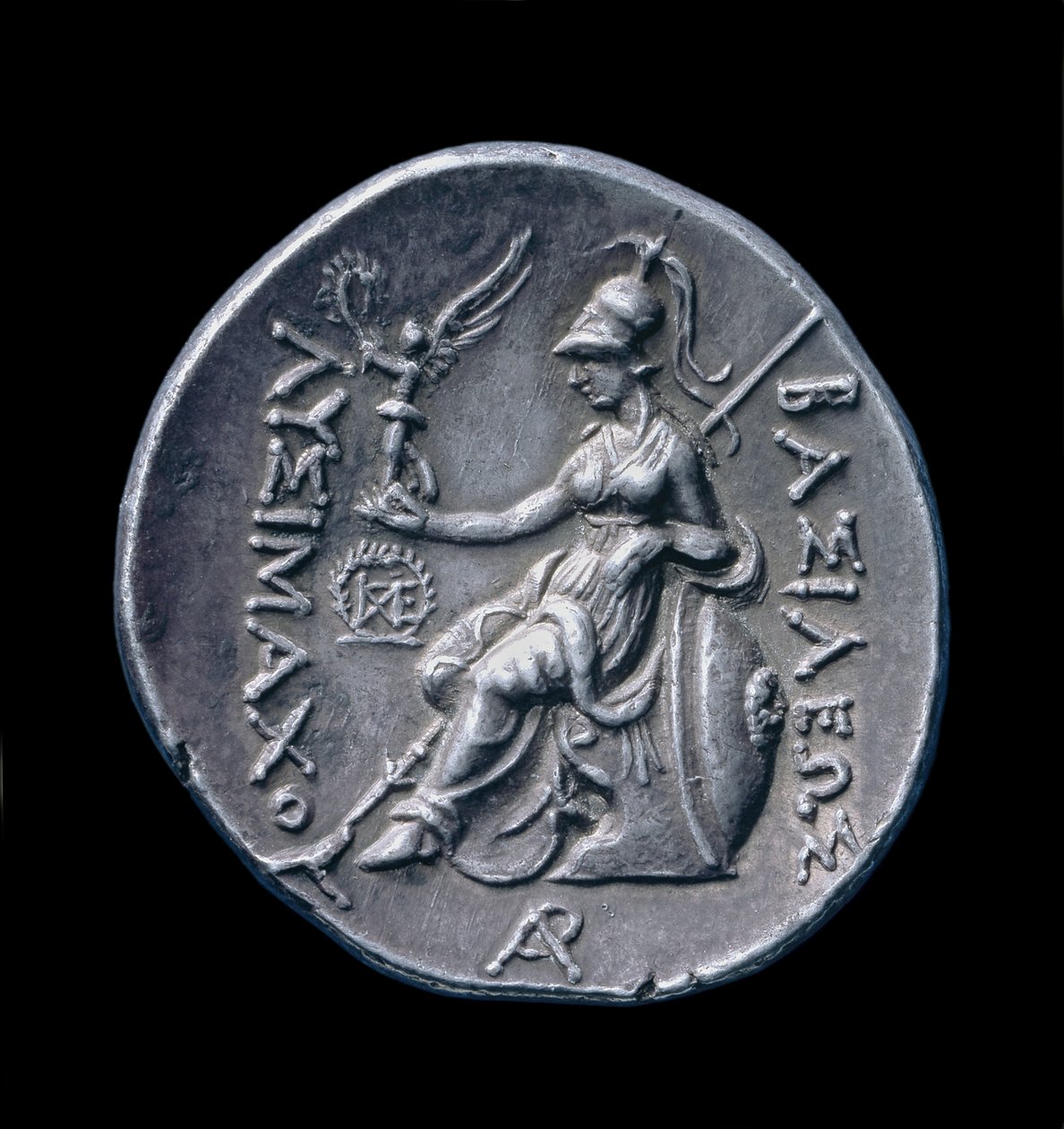 ペラの古代ギリシャの銀貨、紀元前286-281年（銀） 作： ギリシャ語
