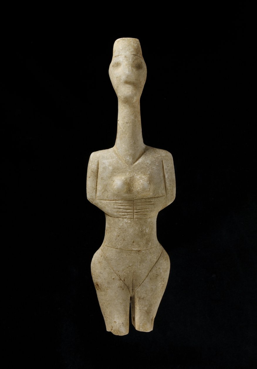 キクラデスの置物、ナクソス、紀元前3000-2000年頃（大理石） 作： ギリシャ語