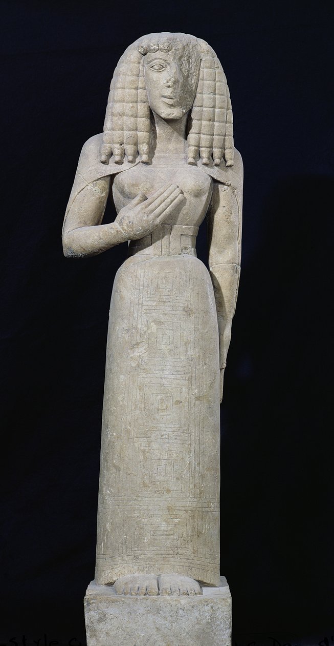 オセールの女神として知られる女性の像、紀元前640〜630年（石灰岩）（詳細は164695を参照） 作： ギリシャ語