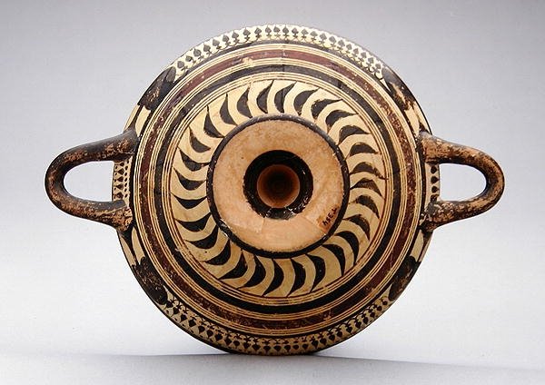 ゼウスとエルメスを描いたラコニアのキリックスカップ、紀元前550〜530年（粘土） 作： ギリシャ語