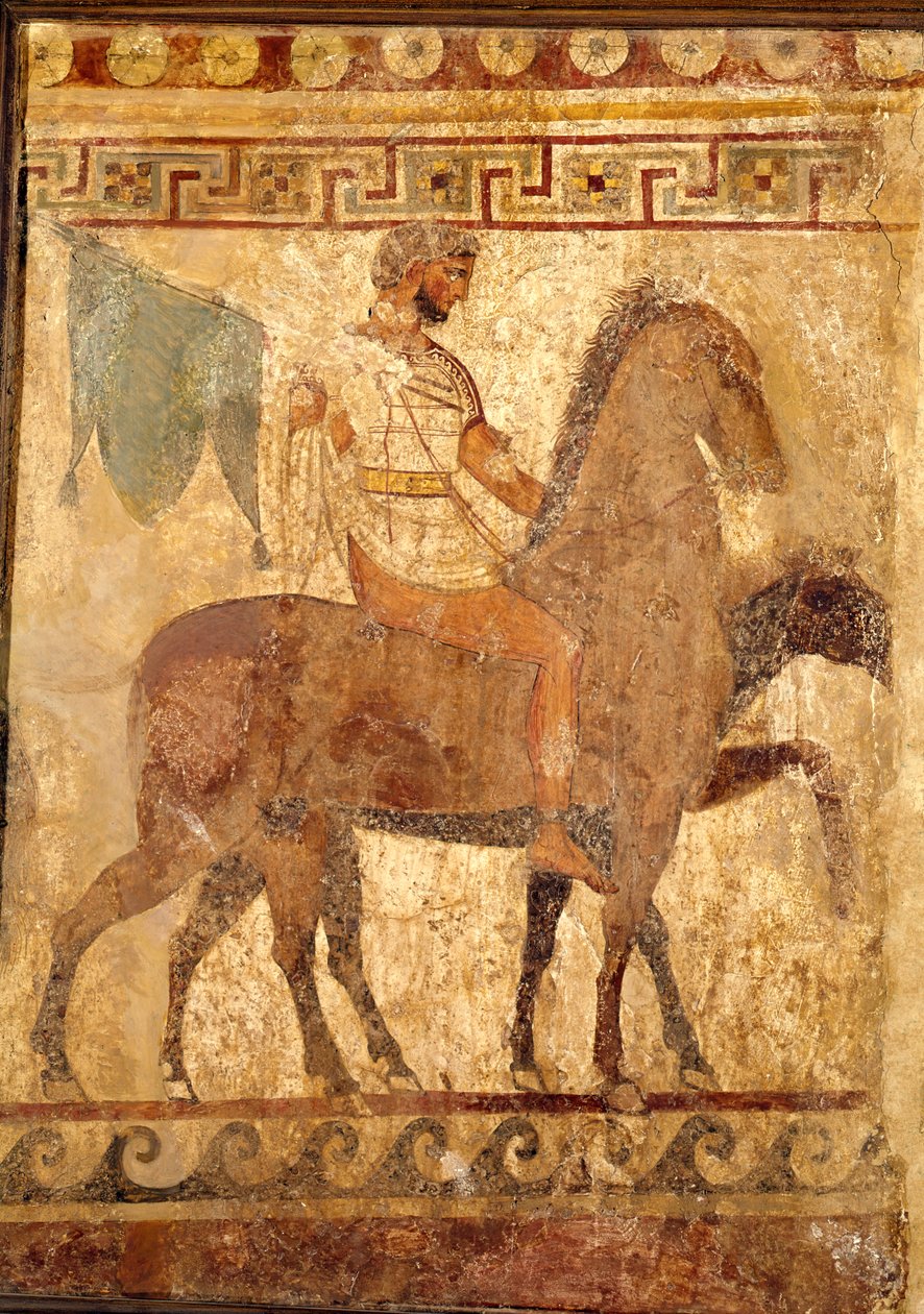 馬の兵士、葬式の絵 作： ギリシャ語