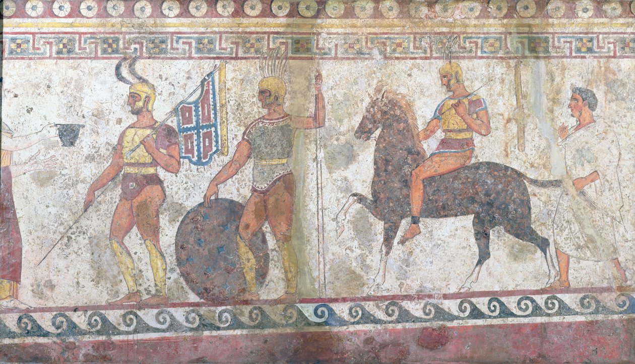 歩兵と騎兵、パエストゥムの墓壁画（186246も参照） 作： ギリシャ語学校