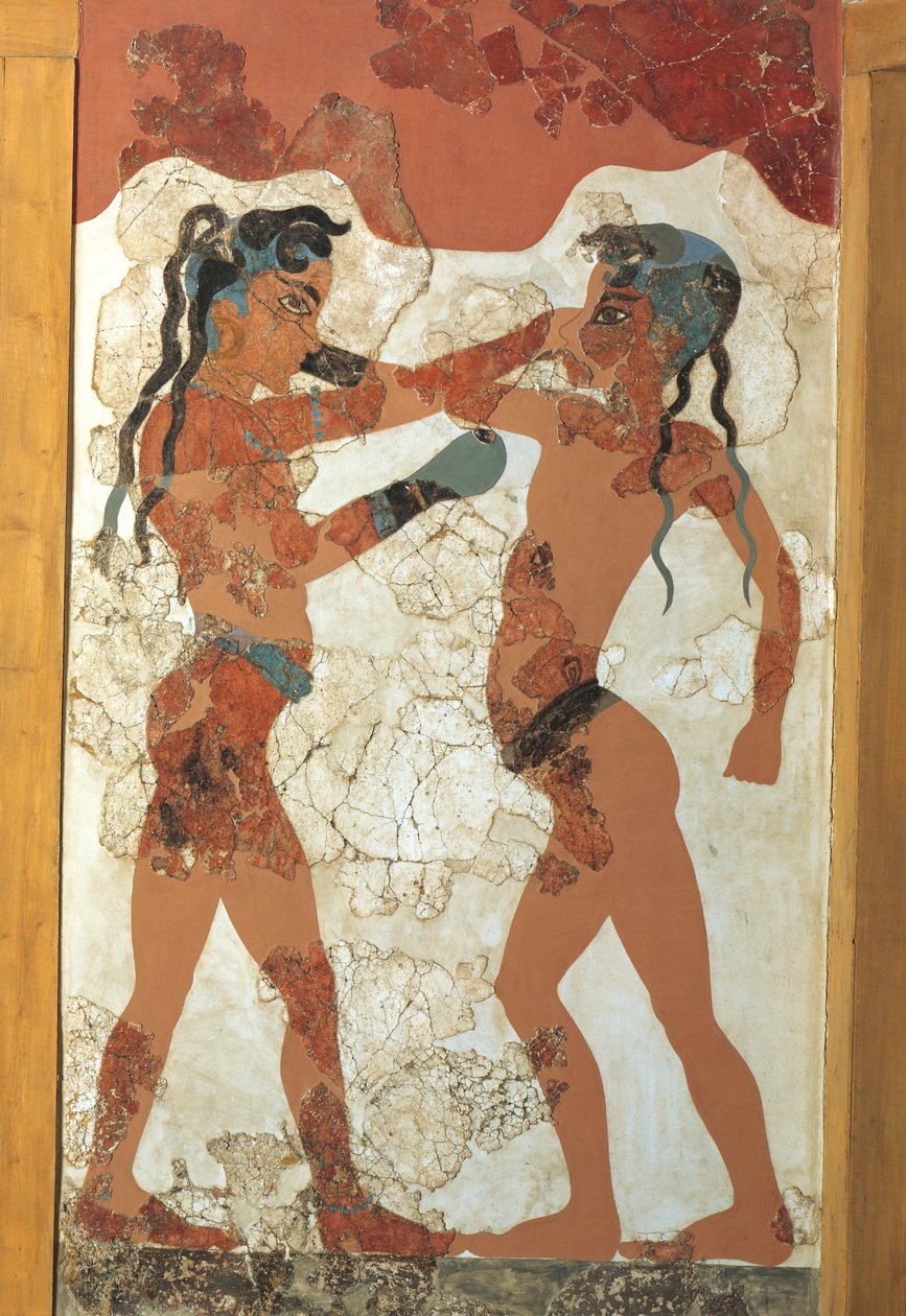 ギリシャ文明、若いボクサーを描いたフレスコ画、アクロティリ、テラ島、サントリーニ島、ギリシャから 作： ギリシャ語学校