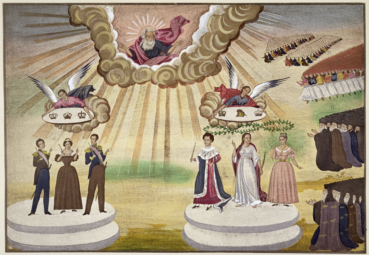 ギリシャ解放のための神への祈り、マクリヤンニス将軍によるギリシャ独立戦争の絵画史からのプレート1 作： ギリシャ語学校