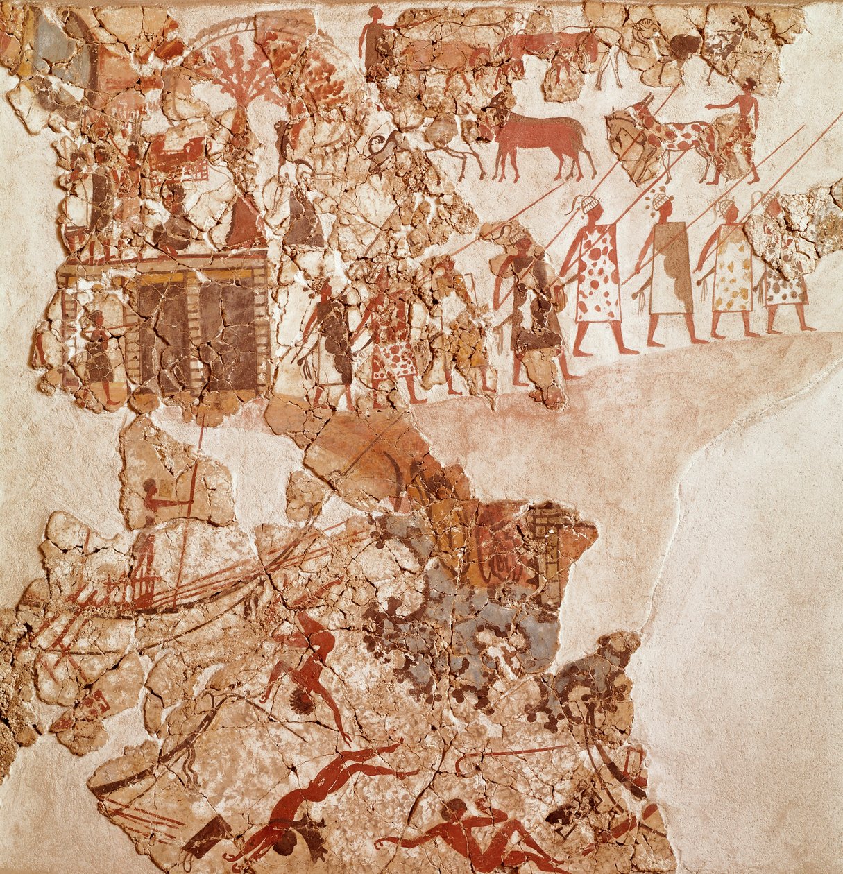 A morte dos líbios, afresco de Akrotiri, Thera (hoje Santorini) (Grécia), Civilização Minóica 作： ギリシャ語学校