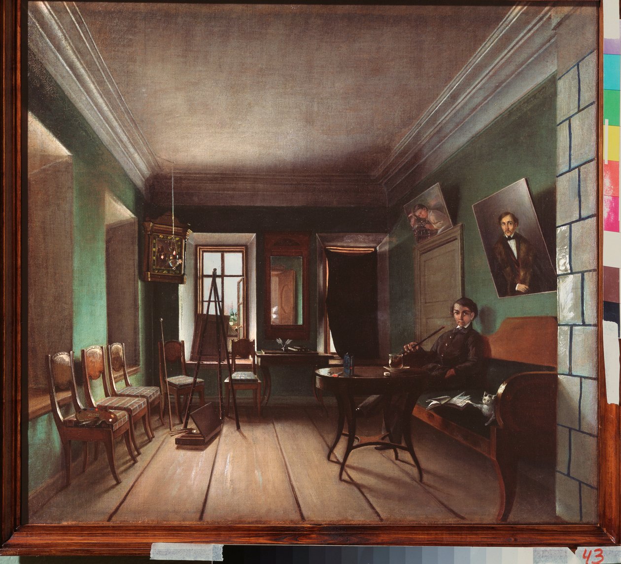 ビコフの家の内部 - グリゴリ・ヴァシリエヴィチ・ユロフの絵画 (?-1896 年以降)、キャンバスに油彩、1850 年頃、ロシア美術 作： グリゴリー・ヴァシリエビッチ・ユロフ