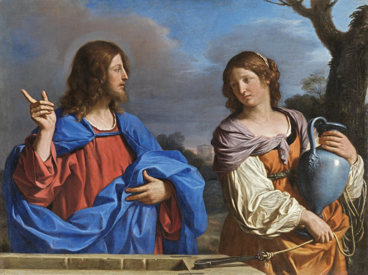 イタリア語  Cristo e la Samaritana al pozzo キリストと井戸のサマリアの女 作： グエルチーノ