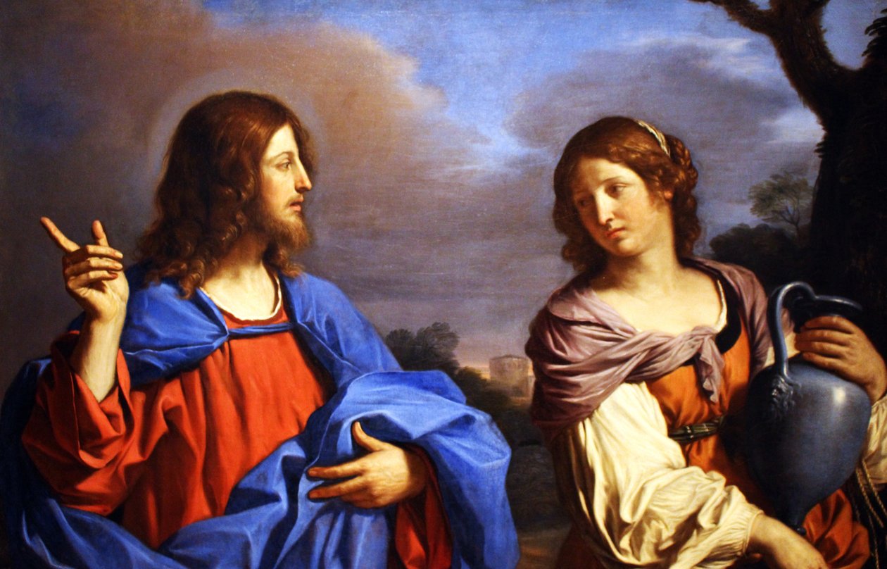 イタリア語  Cristo e la Samaritana al pozzo キリストと井戸のサマリアの女 作： グエルチーノ