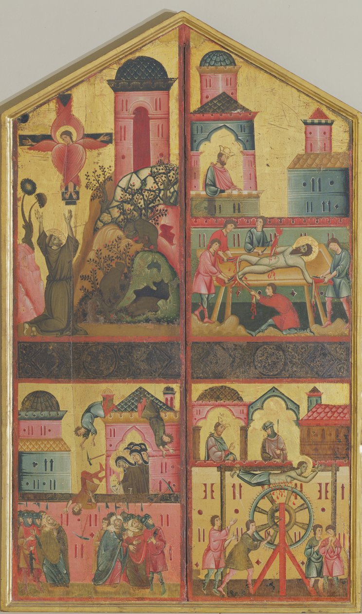 セントクレアの二連祭壇画、c.1280（パネル上のテンペラと金） 作： グイド・ダ・シエナ
