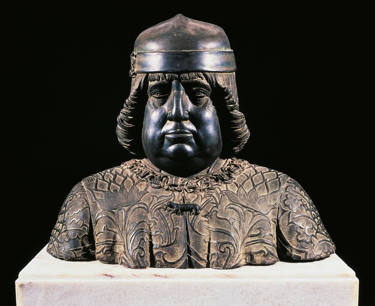 アラゴン家のアルフォンソの胸像 1490年頃 グイド・マッツォーニ（1450年頃～1518年）作 ブロンズ彫刻 高さ42cm イタリア 作： グイド・マッツォーニ