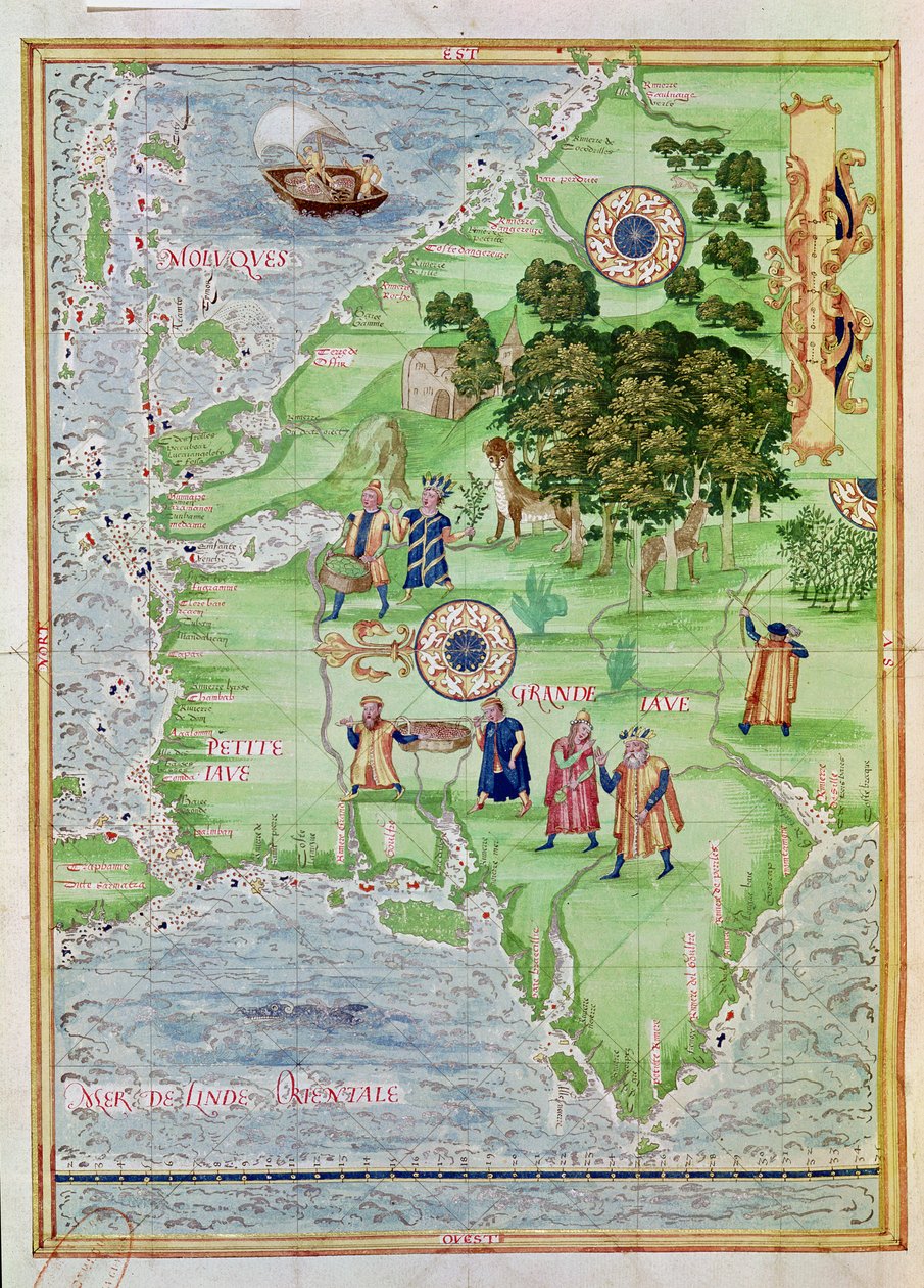 Fol.32vモロッカスのスパイス貿易、「コスモグラフィユニバーセル」、1555年 作： ギヨーム・ル・テストゥ