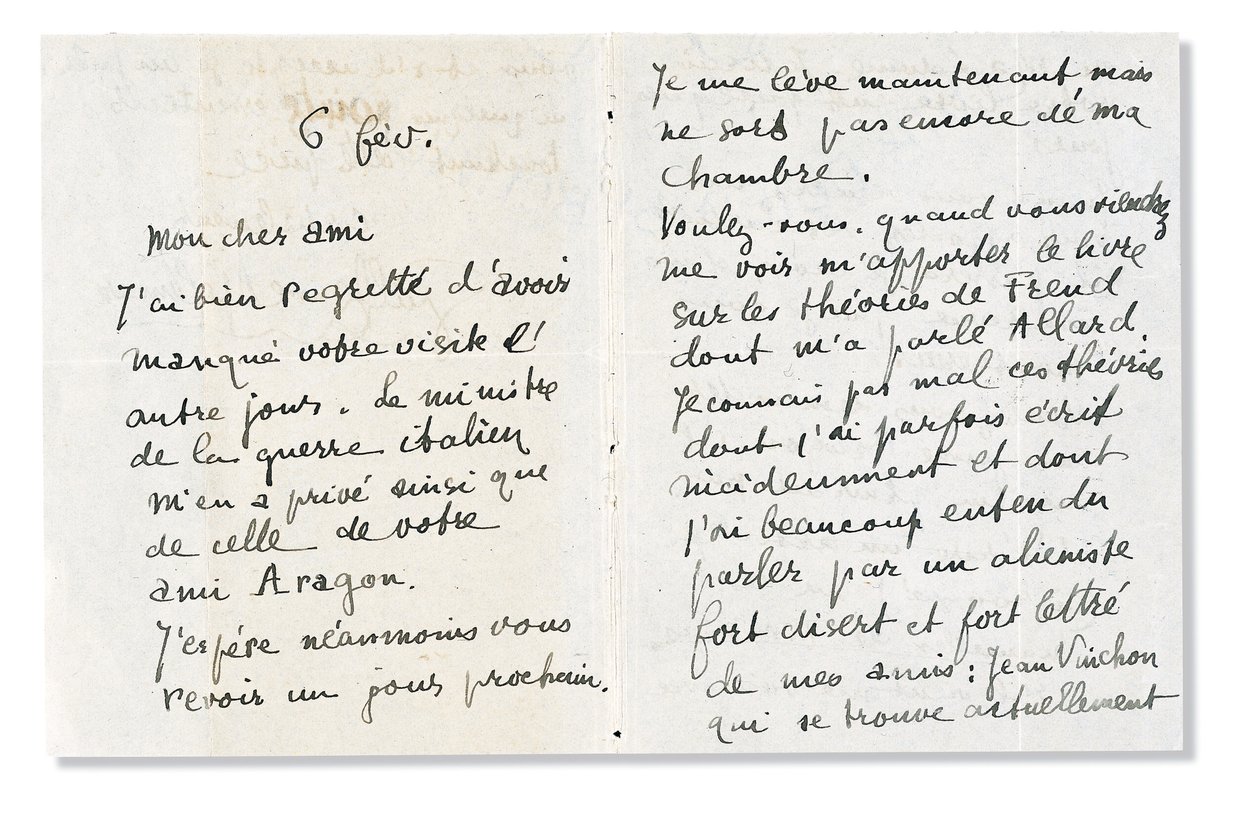 1918年2月6日、Andre Bretonへのサイン入りサイン 作： ギヨーム・アポリネール