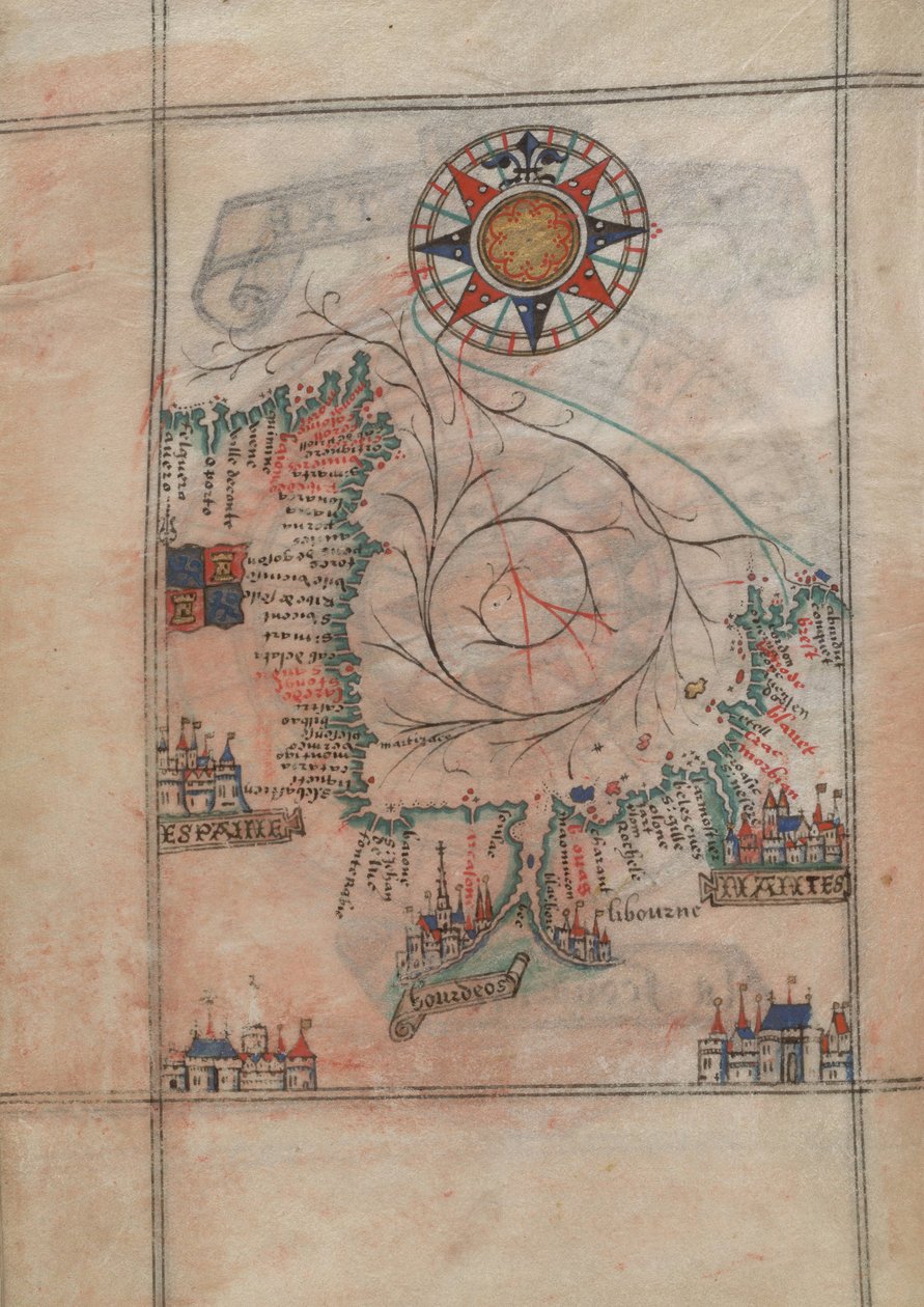 ギョーム・ブルスコン（1540-1560）の地図帳に描かれたビスケー湾 作： ギョーム・ブルソン