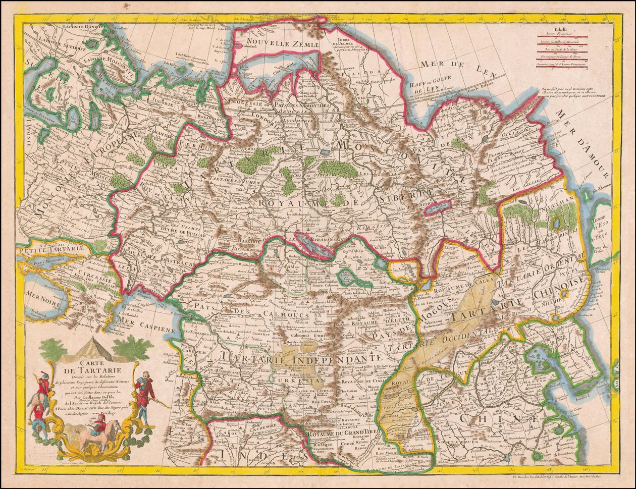 1766年の地図 - 関係に基づいて描かれた韃靼の地図 作： ギヨームデリ