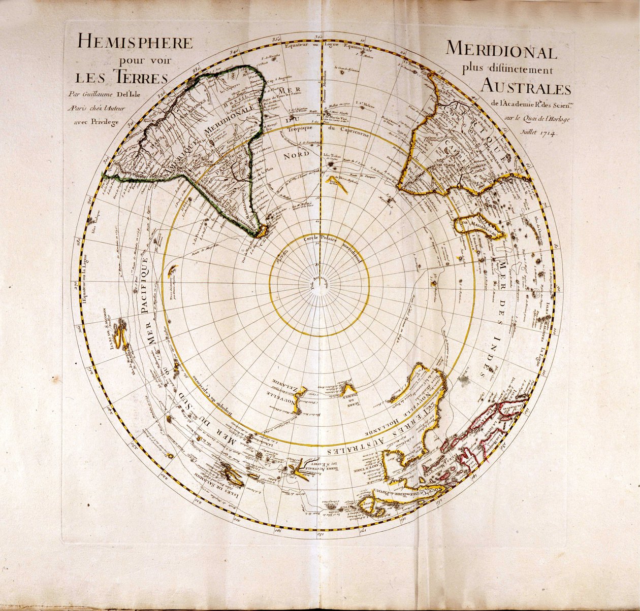 地理学者Guillaume Delisle（1675-1726）が描いた南極点アトラスの図 作： ギヨームデリ