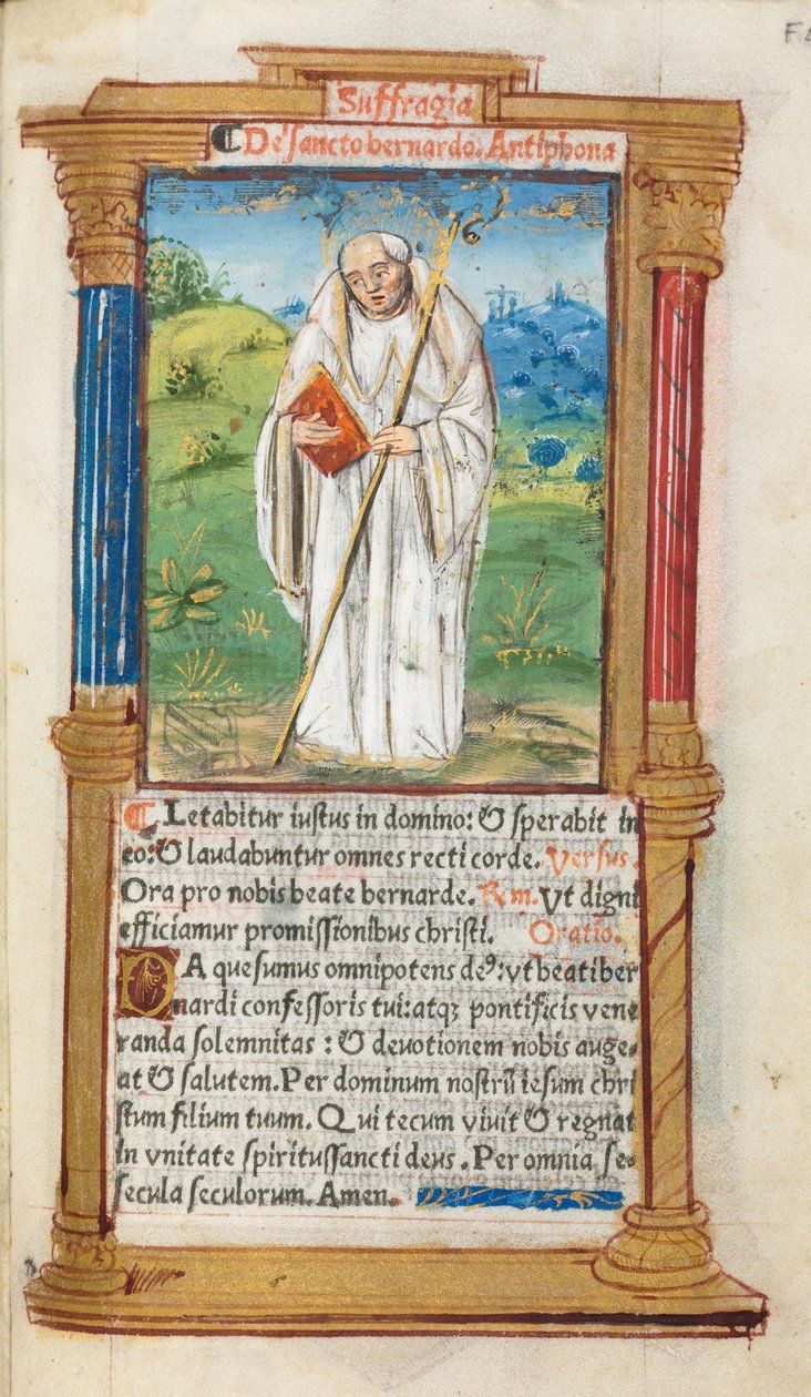 ローマ版時祷書：108r、クレアヴォルクの聖ベルナルド 作： ギヨーム・ル・ルージュ