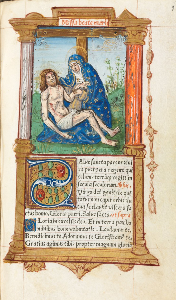 印刷された時間の本ローマの使用：fol。 53r、ピエタ、1510年。 作： ギヨーム・ル・ルージュ