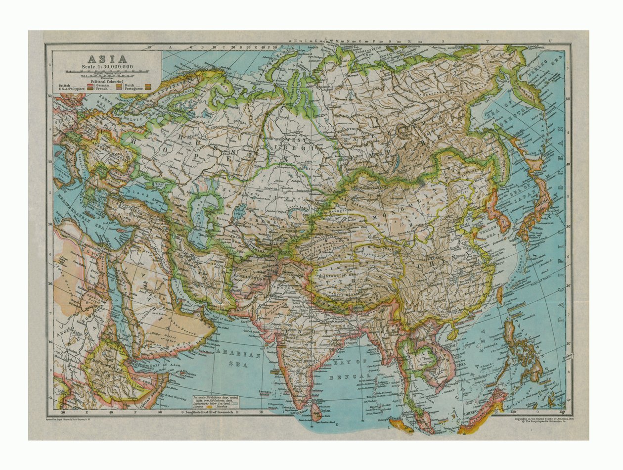 アジアの地図、c1910 作： カモメ彫刻会社