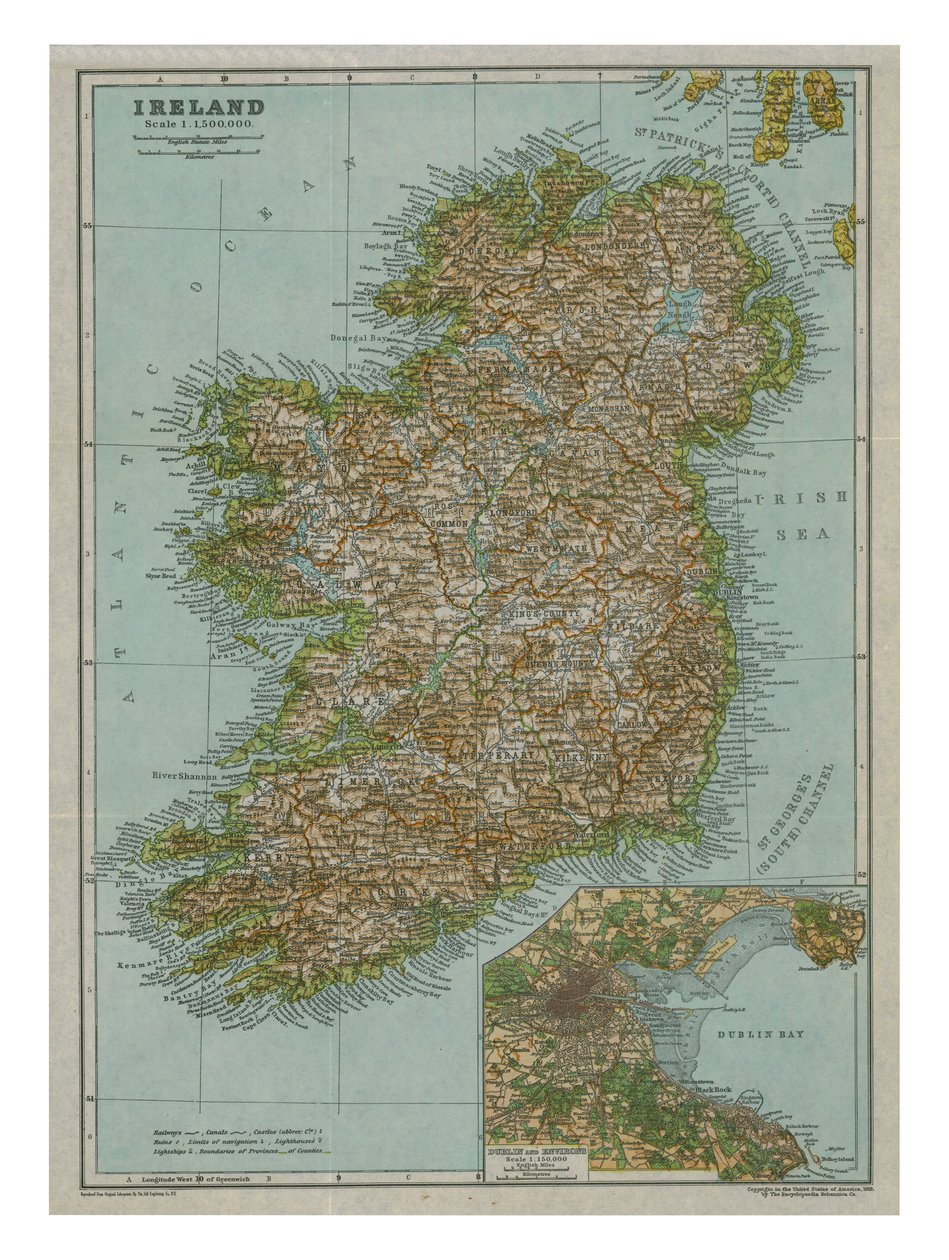 アイルランドの地図、c1910 作： カモメ彫刻会社