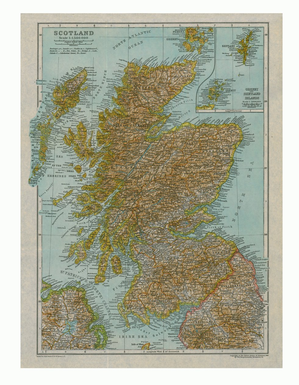 スコットランドの地図、c1910 作： カモメ彫刻会社