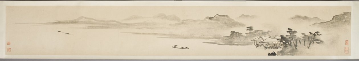 漁師と詩のある風景（紙にインク）（351451-3も参照） 作： 郭徐郭徐