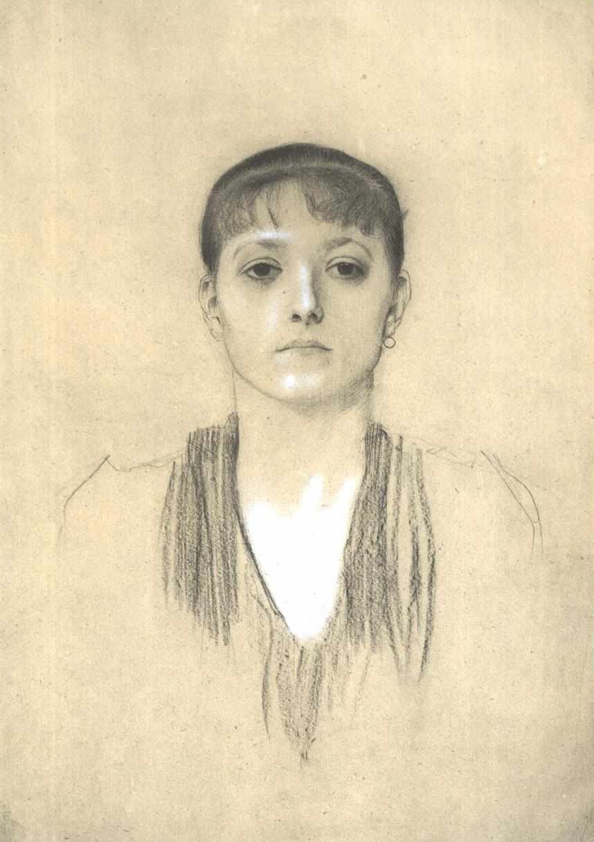 正面から見た女の子の半身像 作： グスタフ・クリムト
