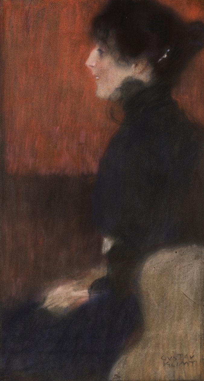 女性の肖像、1887-1907年（紙にパステル） 作： グスタフ・クリムト